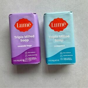 Lumē Triple Milled Soap Set– Lavender Sage (Purple) & Unscented (Light Blue)
